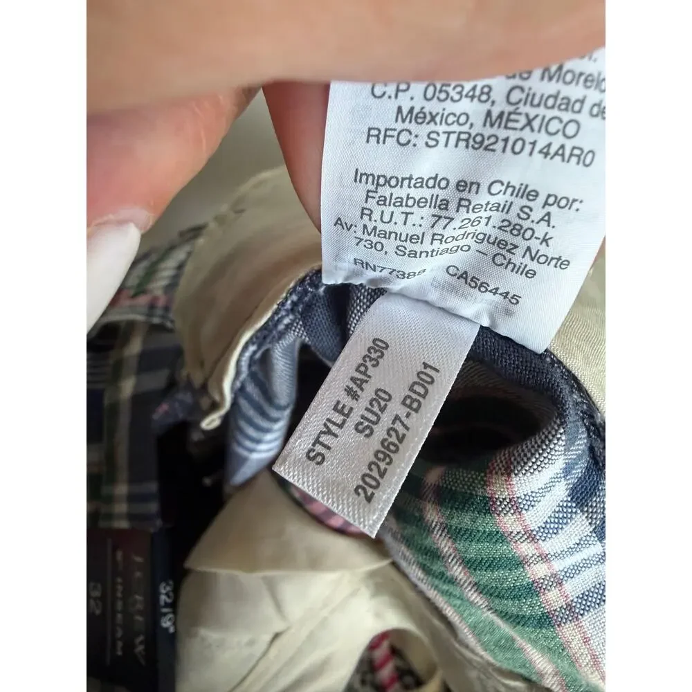 J. Crew Cotton Plaid Mid-Rise Flat Front Chino Short 9